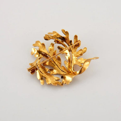Broche Broche Feuille Art Nouveau en or jaune et or rose 750/1000 58 Facettes