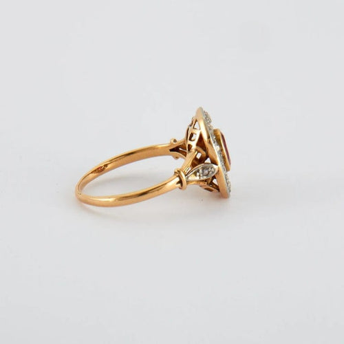 Bague 56 Bague ancienne rubis et diamants en or jaune et or blanc 18K 58 Facettes