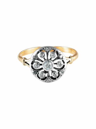 Bague 58 Rosace - Bague en or jaune et argent avec diamants 58 Facettes