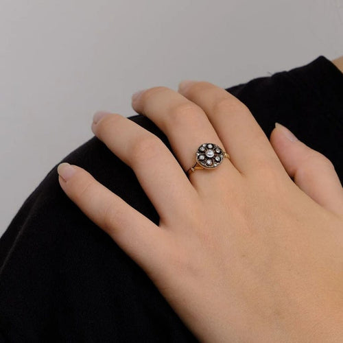 Bague 58 Rosace - Bague en or jaune et argent avec diamants 58 Facettes
