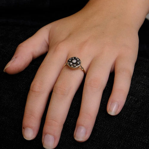 Bague 58 Rosace - Bague en or jaune et argent avec diamants 58 Facettes