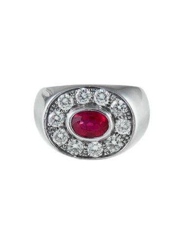Bague 60 Bague jonc en or blanc avec rubis et diamants 58 Facettes
