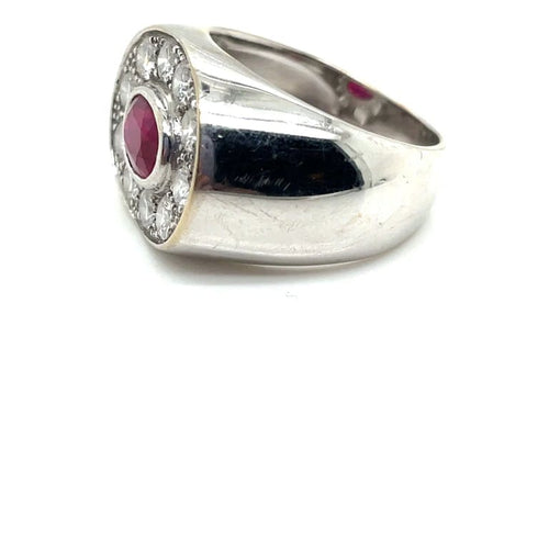 Bague 60 Bague jonc en or blanc avec rubis et diamants 58 Facettes