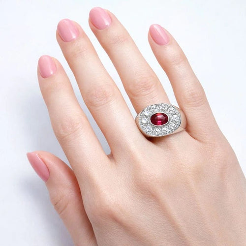 Bague 60 Bague jonc en or blanc avec rubis et diamants 58 Facettes