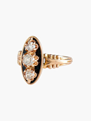 Bague 55 Bague ancienne Napoléon III en or rose, émail et diamants 58 Facettes