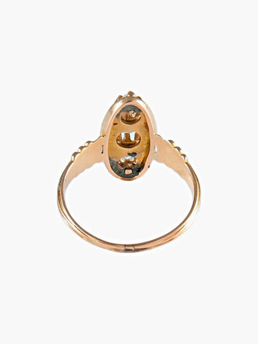 Bague 55 Bague ancienne Napoléon III en or rose, émail et diamants 58 Facettes