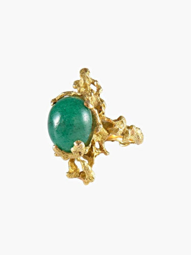 Bague 51 Bague en or jaune 750 sertie d’aventurine verte 58 Facettes