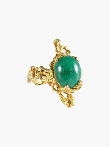 Bague 51 Bague en or jaune 750 sertie d’aventurine verte 58 Facettes