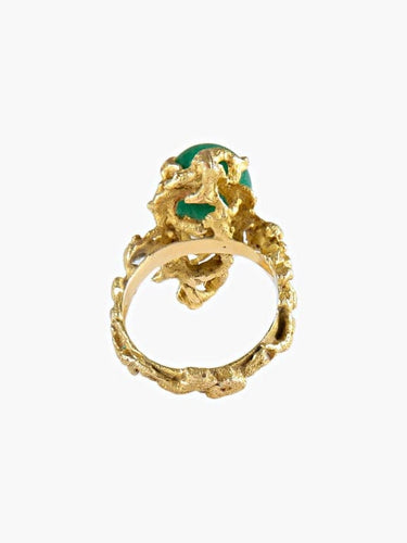 Bague 51 Bague en or jaune 750 sertie d’aventurine verte 58 Facettes