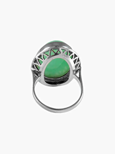 Bague 48 Bague ancienne en or blanc et jade jadéite 58 Facettes