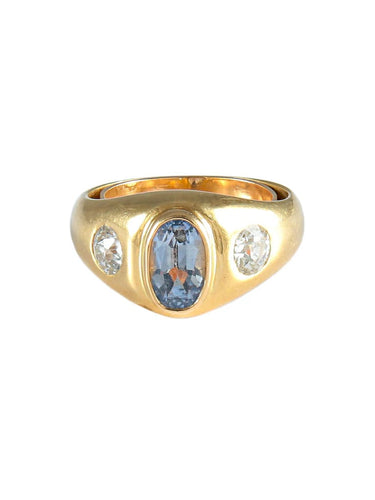 Bague 51 Bague jonc en or jaune, saphir et diamants 58 Facettes