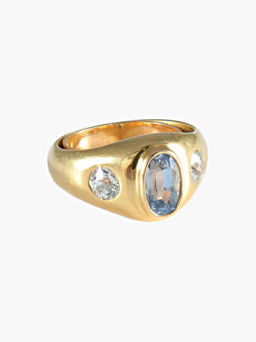 Bague 51 Bague jonc en or jaune, saphir et diamants 58 Facettes