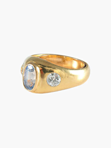 Bague 51 Bague jonc en or jaune, saphir et diamants 58 Facettes