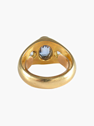 Bague 51 Bague jonc en or jaune, saphir et diamants 58 Facettes
