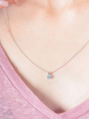 Collier Pendentif sur chaîne en or blanc 18 ct et aigue-marine 58 Facettes