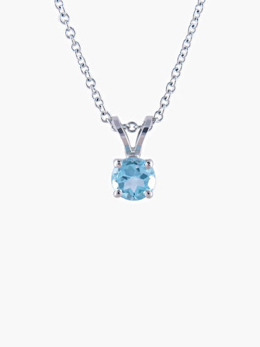 Collier Pendentif sur chaîne en or blanc 18 ct et aigue-marine 58 Facettes