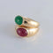 Bague 50 Poiray Double jonc - Bague en or jaune 18 ct rubis et émeraude 58 Facettes 1