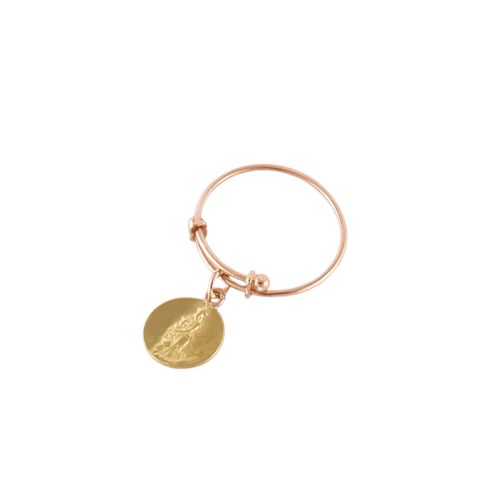 Bague 53 Bague médaille Vierge Marie Art nouveau en or jaune et rose 58 Facettes