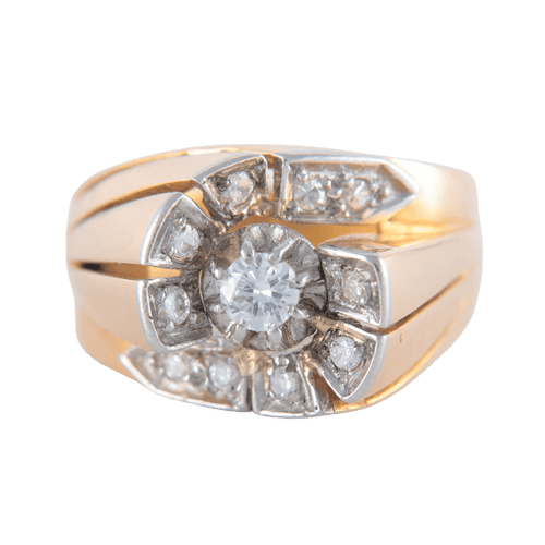 Bague 55 Bague tourbillon en or rose 18 ct et platine avec diamant 58 Facettes 1