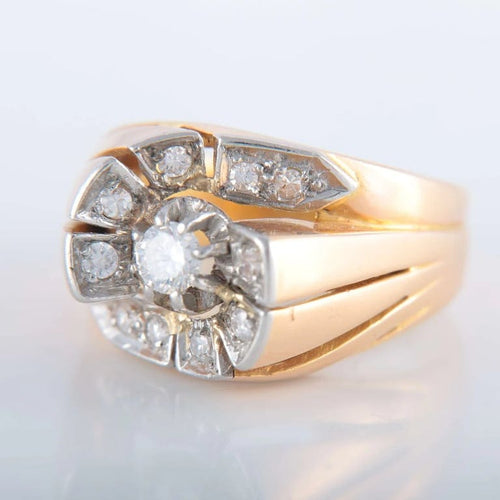 Bague 55 Bague tourbillon en or rose 18 ct et platine avec diamant 58 Facettes 1