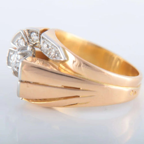 Bague 55 Bague tourbillon en or rose 18 ct et platine avec diamant 58 Facettes 1