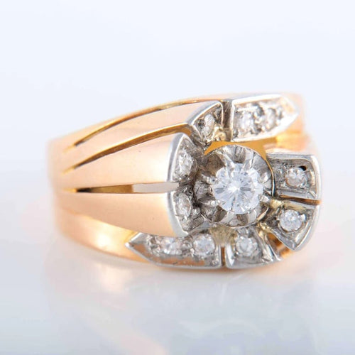 Bague 55 Bague tourbillon en or rose 18 ct et platine avec diamant 58 Facettes 1