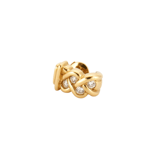 Boucles d'oreilles GROSPIRON Joaillerie - Demi-créoles en or jaune 750 serties de diamants 58 Facettes