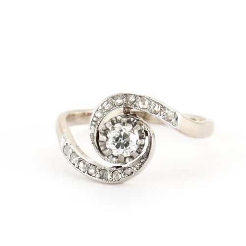 Bague 52 Bague Tourbillon en or jaune et blanc 18 carats sertie de diamants 58 Facettes