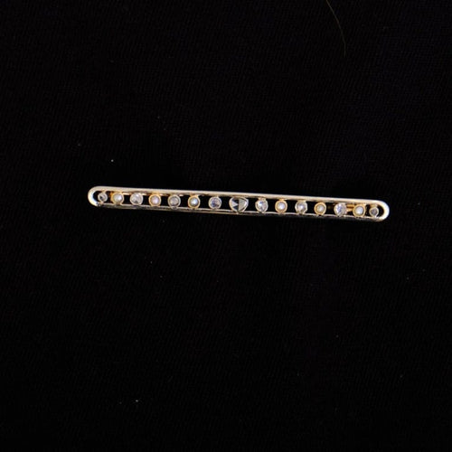 Broche Broche-barrette ancienne - Diamants et perles fines en or jaune et or blanc 58 Facettes