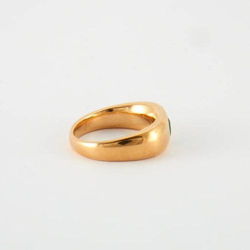 Bague 52 Bague jonc sertie d’une émeraude ronde en or jaune 18K 58 Facettes