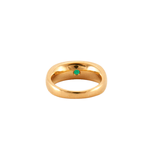 Bague 52 Bague jonc sertie d’une émeraude ronde en or jaune 18K 58 Facettes