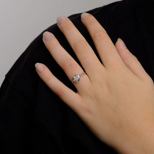 Bague 54 Solitaire - Bague en or blanc 750 avec diamant 0,30 ct 58 Facettes