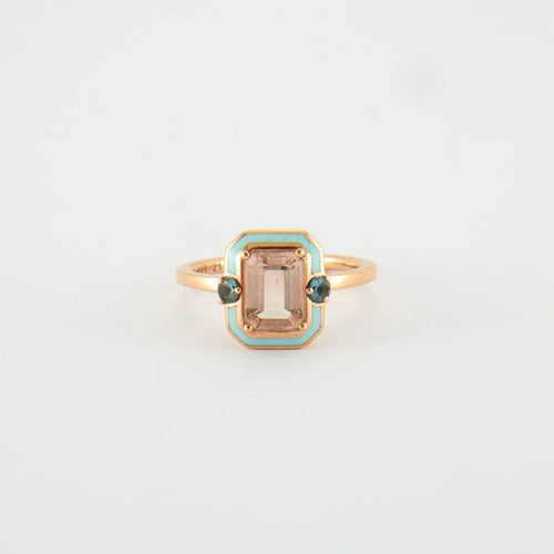 Bague 52.5 Selim Mouzannar Gemma - Bague en or rose avec morganite et tanzanites 58 Facettes