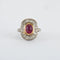 Bague 56 Bague rubis cabochon et diamants en or jaune et or blanc 750 58 Facettes