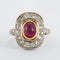 Bague 56 Bague rubis cabochon et diamants en or jaune et or blanc 750 58 Facettes