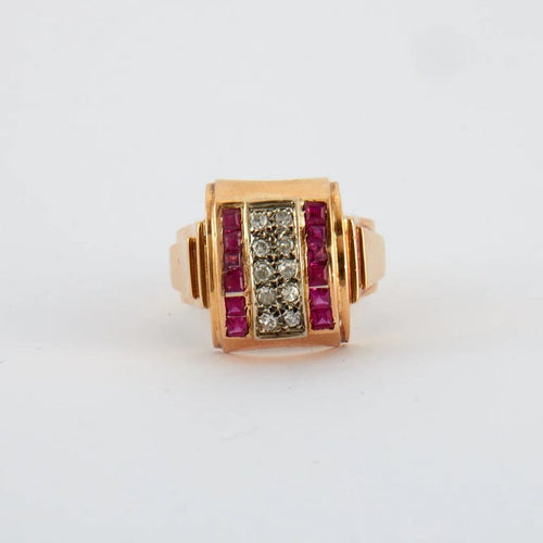 Bague 55 Bague tank en or rose 18 carats avec diamants 58 Facettes