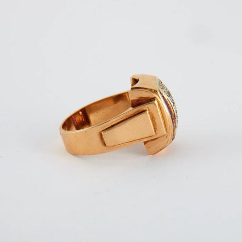 Bague 55 Bague tank en or rose 18 carats avec diamants 58 Facettes