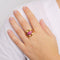 Bague 61 Bague tank ancienne en or rose 18 rubis 58 Facettes