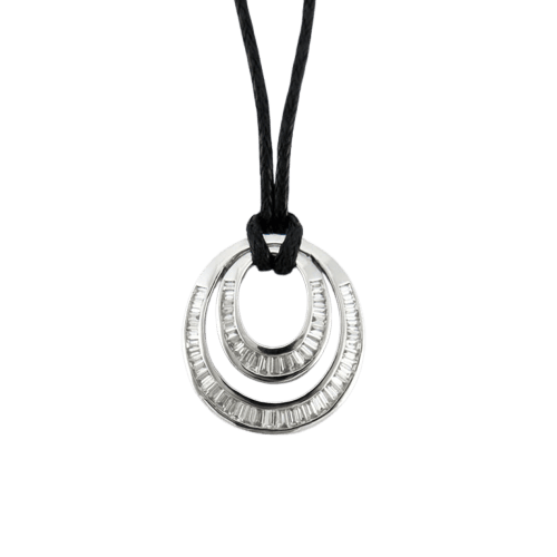 Pendentif Pendentif en or blanc 18 carats et diamants baguette 58 Facettes