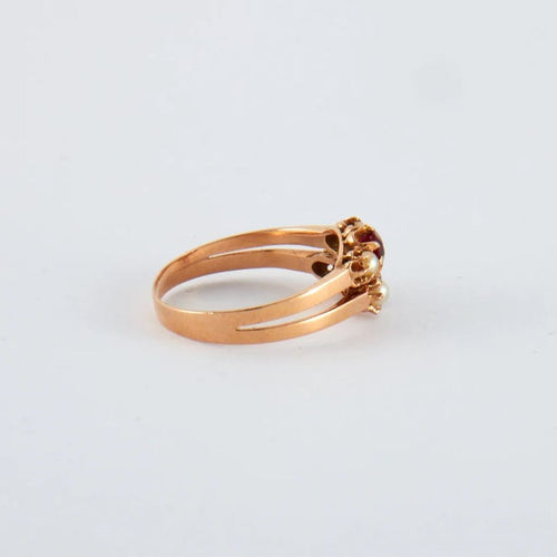 Bague 55.5 Bague ancienne en or rose 750 sertie de demi-perles 58 Facettes