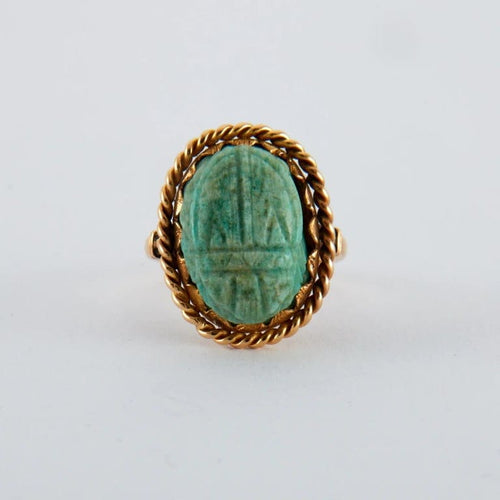Bague 53.5 Bague scarabée turquoise en or jaune 750 58 Facettes