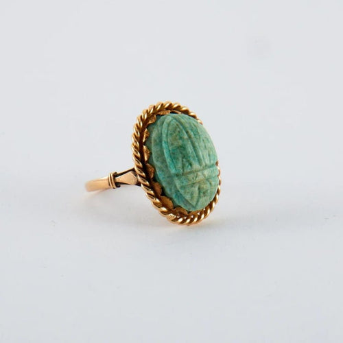 Bague 53.5 Bague scarabée turquoise en or jaune 750 58 Facettes