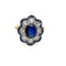 Bague 59 Bague Pompadour Art déco en or jaune et or blanc, saphir et diamants 58 Facettes