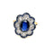 Bague 59 Bague Pompadour Art déco en or jaune et or blanc, saphir et diamants 58 Facettes