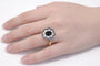 Bague 59 Bague Pompadour Art déco en or jaune et or blanc, saphir et diamants 58 Facettes