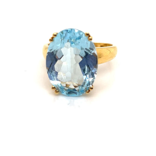 Bague 53 Bague vintage en or jaune 18 carats sertie d’une topaze bleue 58 Facettes