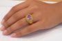 Bague 49.5 Bague vintage en or jaune 18 carats, pierre rose synthèse 58 Facettes