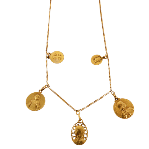 Collier Collier Or Jaune 5 Médailles 58 Facettes