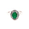 Bague 56 Marguerite - Bague en or blanc avec émeraude et diamants 58 Facettes
