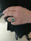 Bague 56 Marguerite - Bague en or blanc avec émeraude et diamants 58 Facettes